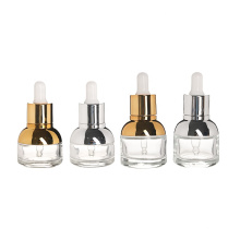 Luxury 20ml 30ml Squat Round Essential Oil Glass Bottle With Pipette For Face Serum Skin Care Bottle